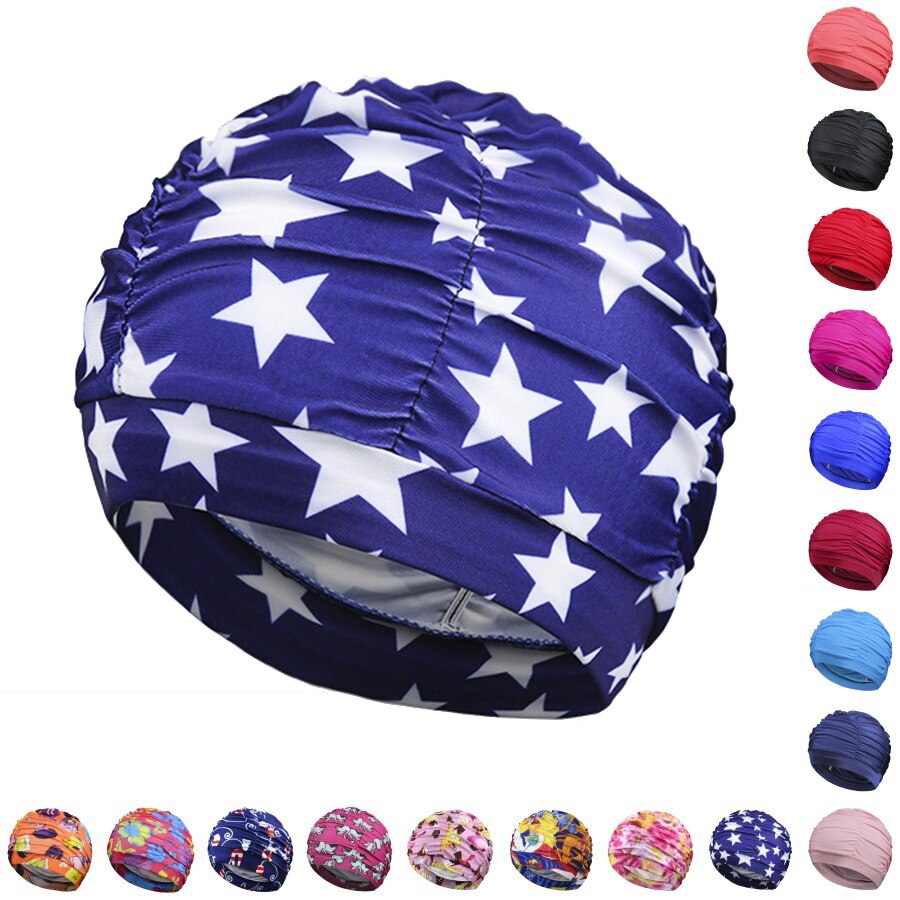 Kobiety czepek Unisex dziewczyna długie włosy czepki kąpielowe kapelusz Stretch Drape basen kąpielowy Sport elastyczny Nylon Turban dla kobiet