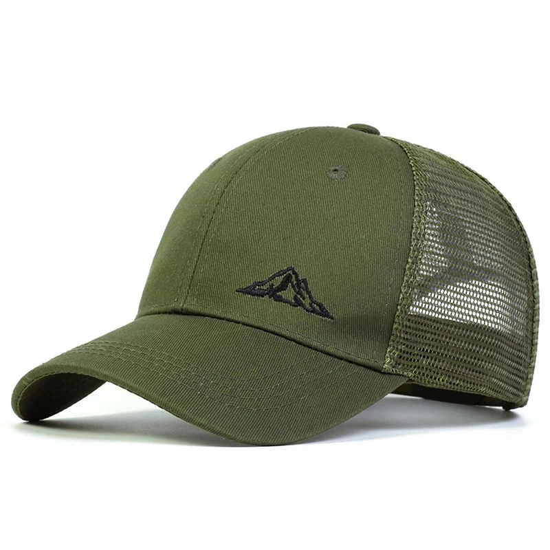 Casquette de Baseball unisexe avec broderie de plage de montagne, chapeaux décontractés réglables pour l'extérieur, chapeau de papa, chapeau de protection solaire, printemps et été: vert militaire
