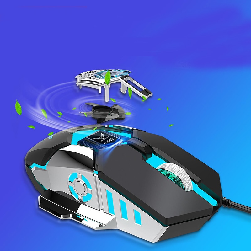 SeenDa Profession Wired Gaming Mouse RGB 7 Buttons 6400 DPI USB Computer Mouse Gamer Mice with Cooling Fan Gaming Mouse