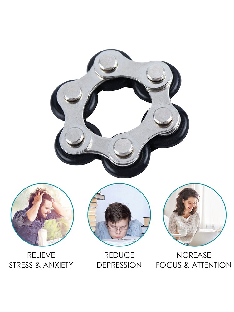 Flippy Chain Fidget Toy Relieves Stress Reduce Anxiety Autism Toy Fidget Ring Cycle Chain Decompression Pocket Toys