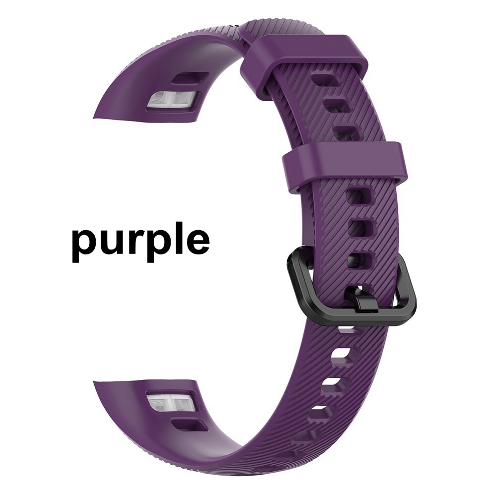 10 Colors Silicone Wrist Strap for Honor Band 5 4 Smart Wristband Replacement Original Watch Band Soft Bracelet Sport Classic: purple