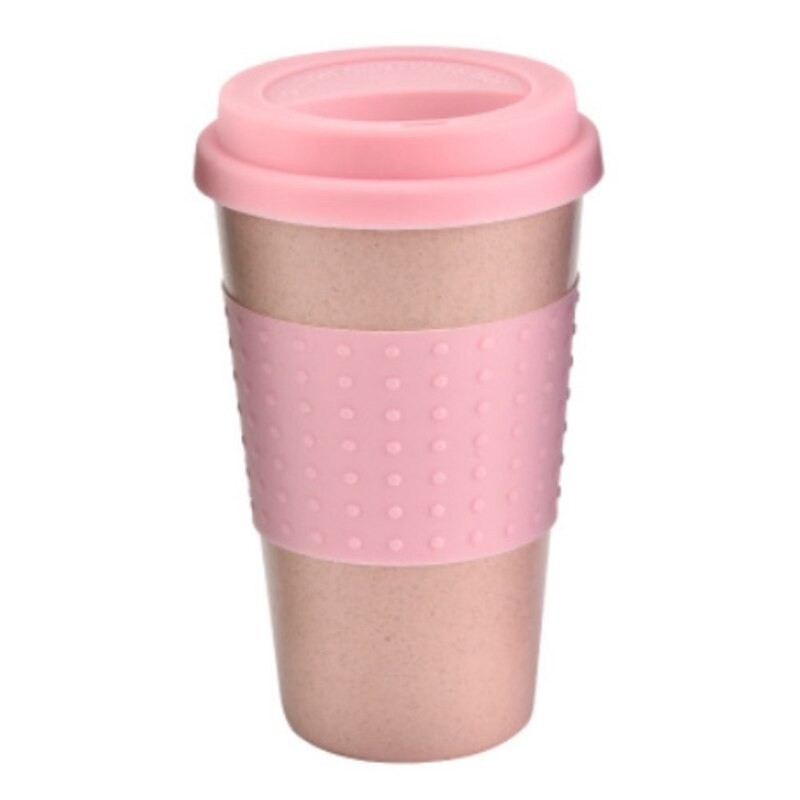 Tasse en fibre de bambou, ML, tasse en paille de blé, boisson créative, réutilisable, voyage, , 300: Rose