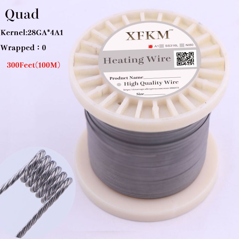 XFKM 300Feet(100M)/roll Alien Clapton Tiger Fused Wire heating wire for RDA RBA Rebuildable Atomizer Vaporizer coils: quad 100m