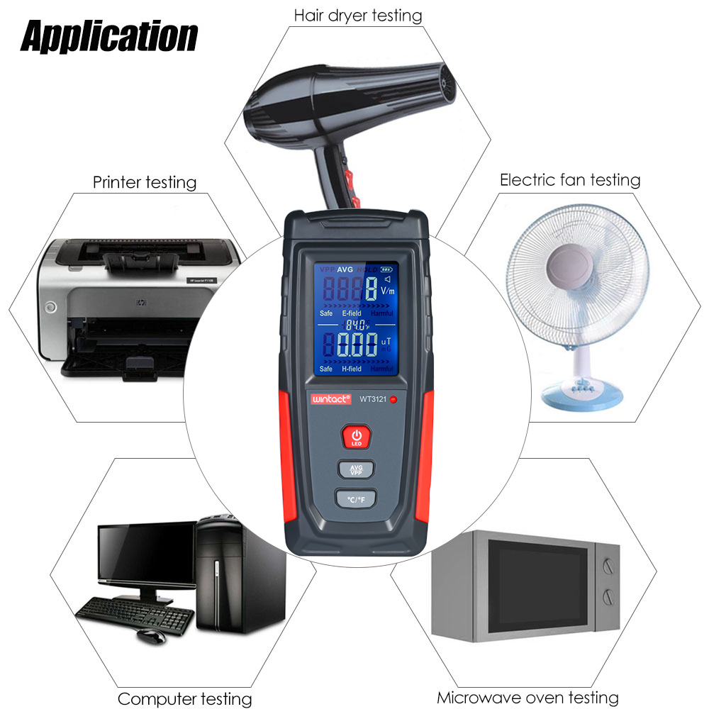 Portable Digital LCD Electric Field Magnetic Field Radiation Tester Double Measuring Mobile Phone Radiation Monitor