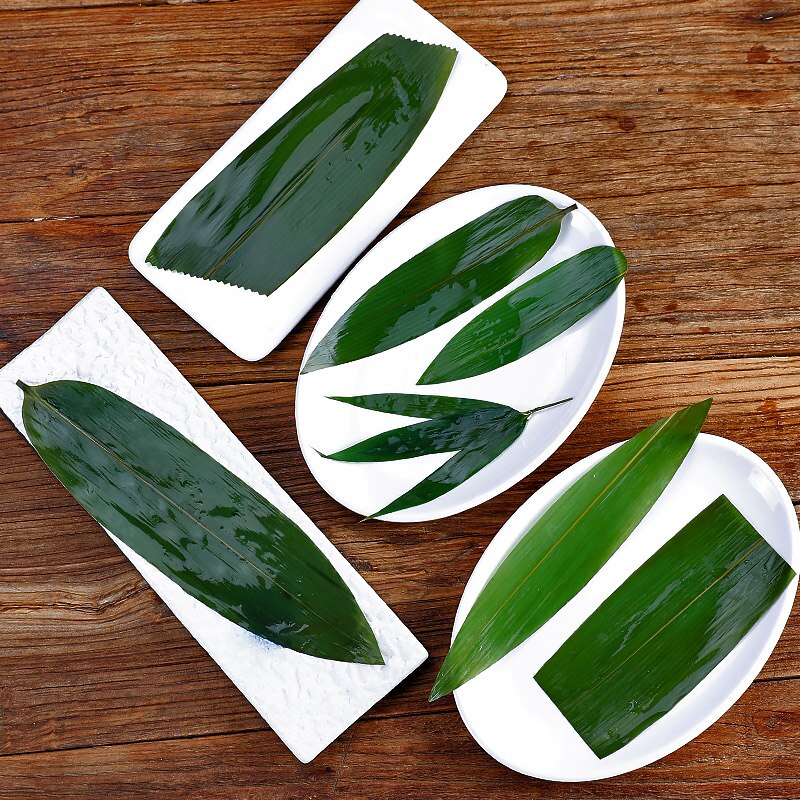 Plato decorativo de hojas verdes de bambú para sushi, plato de comida japonesa, decoración de sashimi, pequeñas hojas verdes, ingredientes frescos, herramientas de sushi