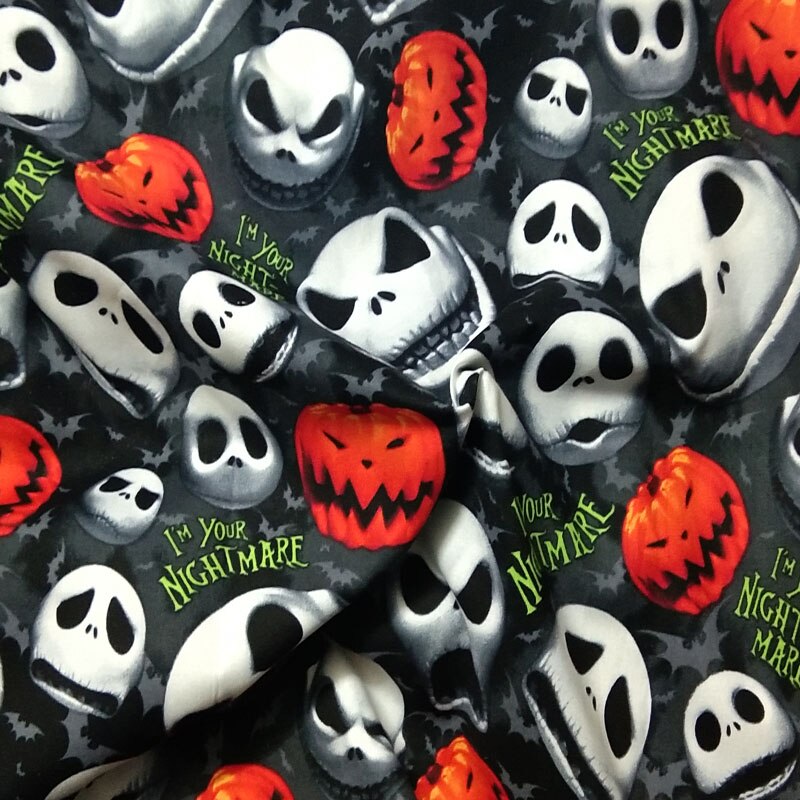3 uds. Paquete de tela de algodón estampado de calavera de 30cm Estilo Vintage Punk, bonita Flor de Halloween, tela de muñeca de costura de Patchwork, decoración para y hogar