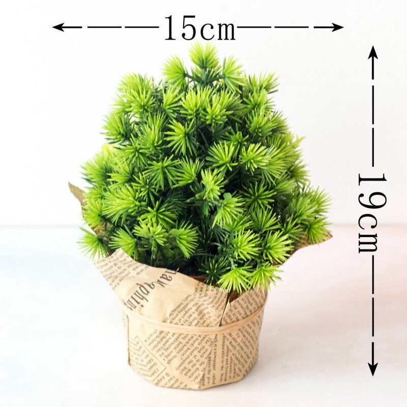 Kunstige grønne planter bonsai simulation plast lille træ potte plante potte ornamenter hjemmebord havedekoration 1 stk.