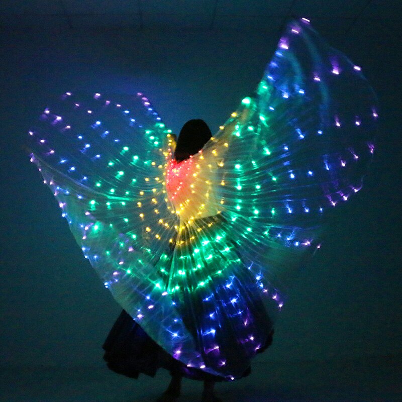 Accesorios para actuación en escenario para mujer, accesorio de baile, alas de baile LED para DJ, disfraz de alas iluminadas, alas de baile LED, colores del arco iris