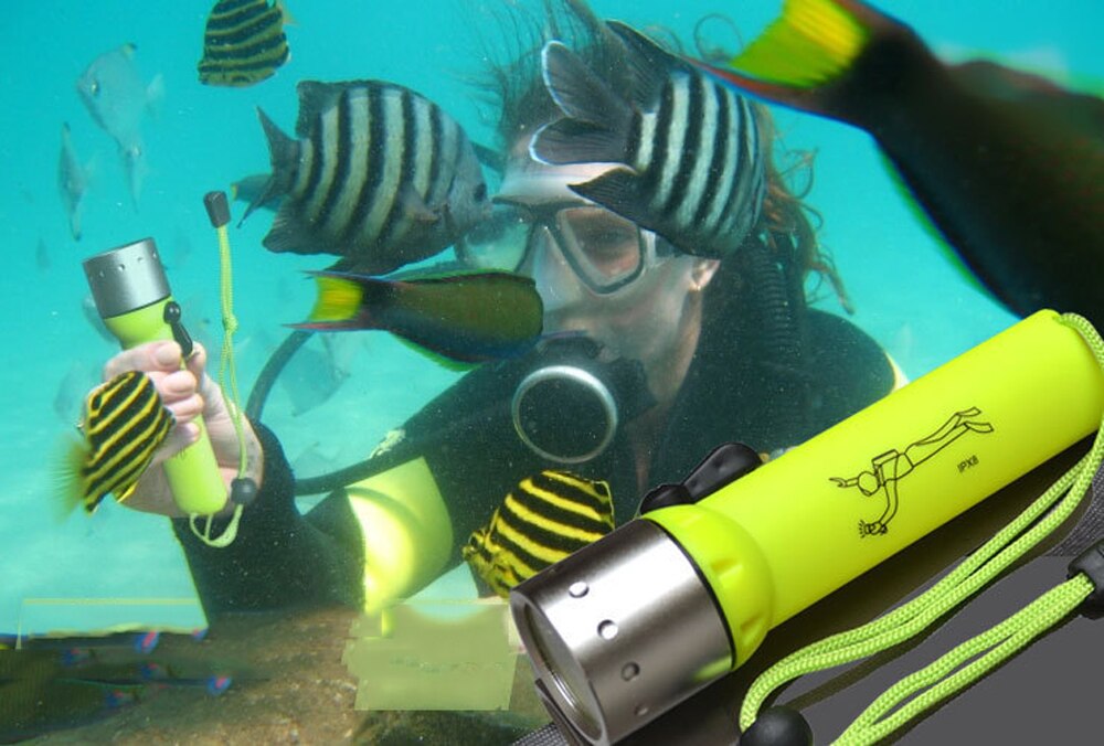 Linterna de buceo superbrillante, luz LED Q5 de 2000LM, resistente al agua, equipo de buceo profundo