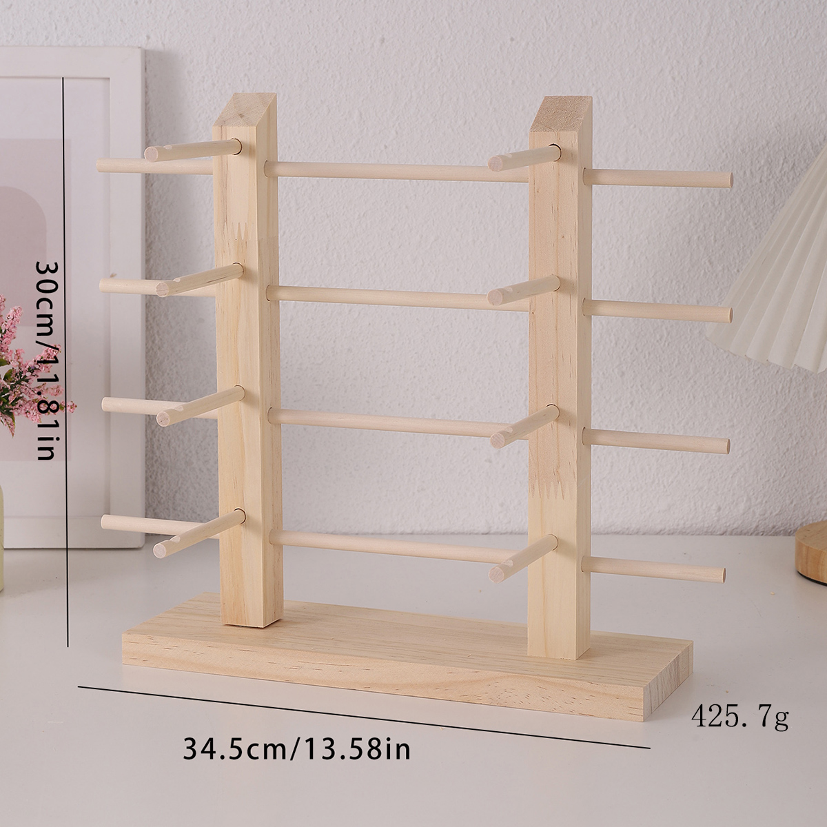 Estantes de exhibición de gafas de sol de madera multicapa, soporte de exhibición para gafas, soporte de joyería para múltiples pares, escaparate de gafas para mujer: Rosa