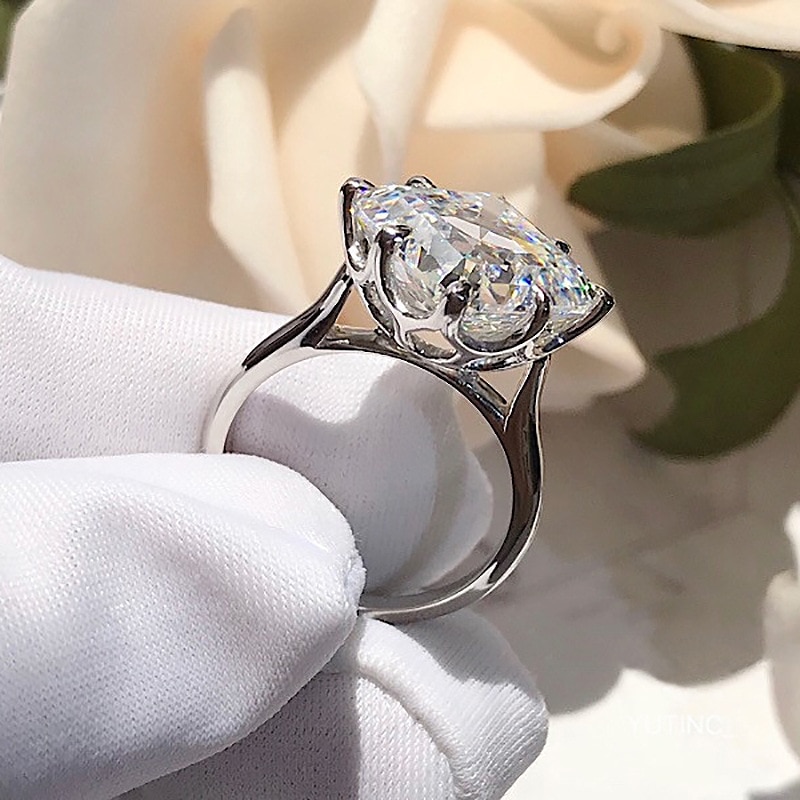 Princess cut 6ct simulerede diamant cz ring 925 sterlingsølv løfte forlovelse bryllup band ringe til kvinder fest smykker