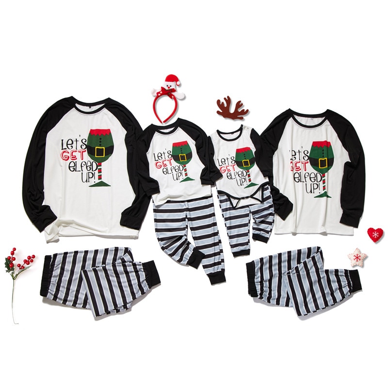 Joulu perhe yhteensopiva pyjama setti raidallinen joulu pj setti äiti ja minä vaatteet juhlaklubi pehmeät kotivaatteet 2 kpl yöasut