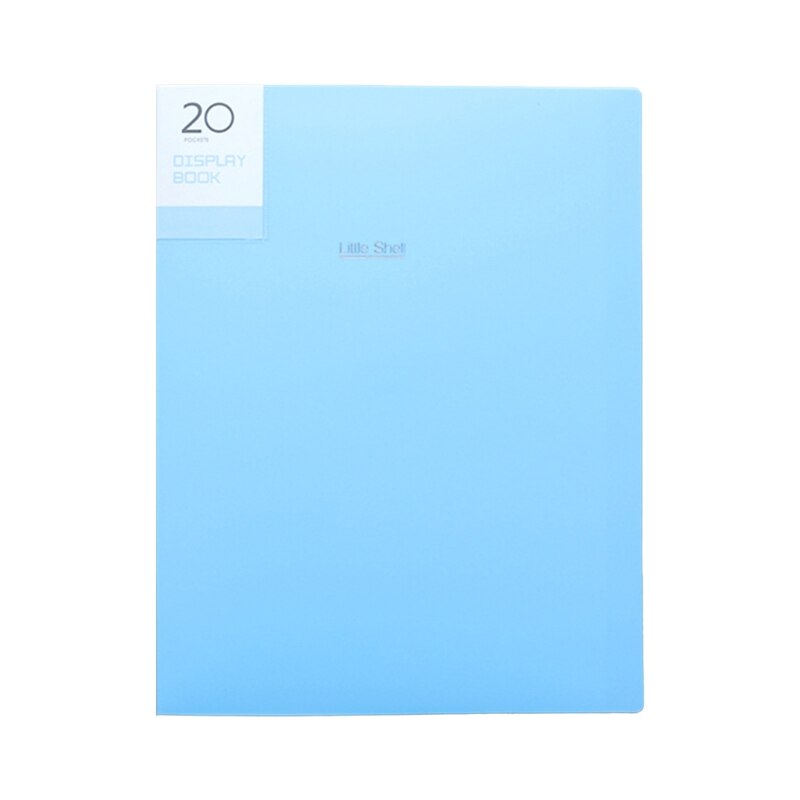 A4 Display Book 20/30/40/60 Pages Transparent Insert File Folder Document Bag: Lake Blue 20 Page