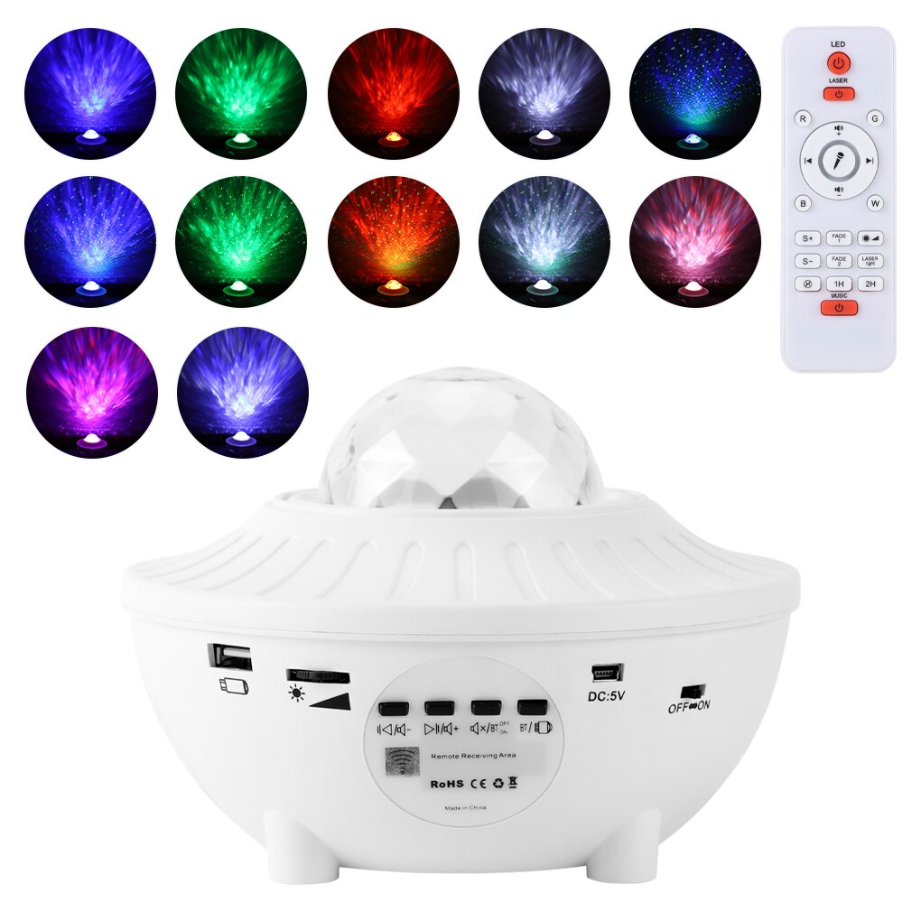 Kleurrijke Sterrenhemel Galaxy Projector Nachtlampje Kind Blueteeth Usb Muziekspeler Ster Nachtlampje Romantische Projectielamp