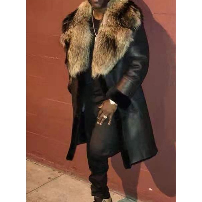 Plus Größe Leder Mantel Männer Pelz Kragen Winter Revers Langarm PU Zipper Beiläufigen Frauen Jacken Lugentolo
