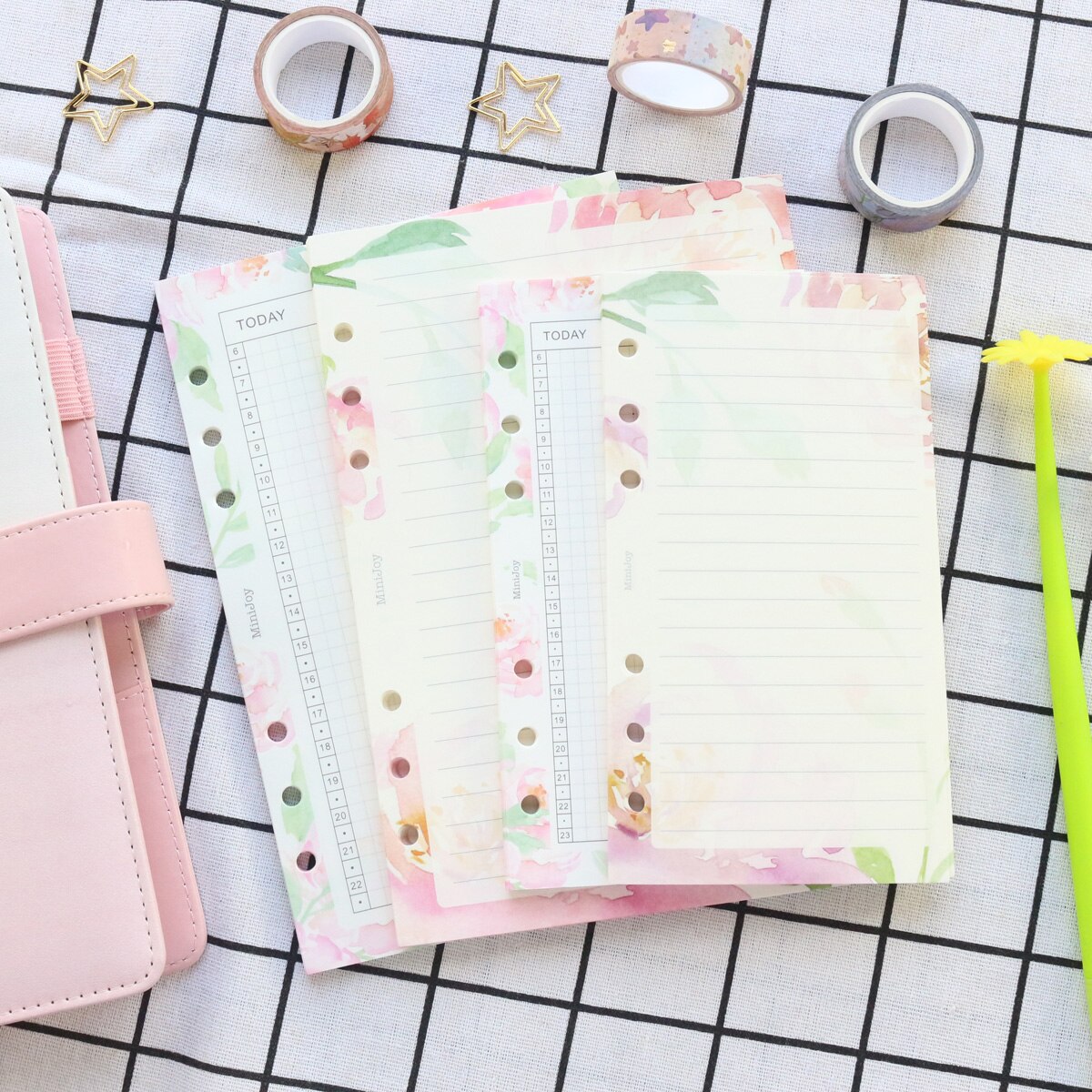 Domikee cute candy flower 6 holes filling inner paper sheets for binder spiral notebooks stationery:line daily planner A6A5