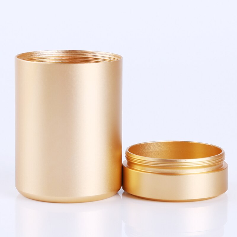 Airtight Smell Proof Container Aluminum Herb Stash Jar Tea Coffee Storage Box tea caddies box: gold