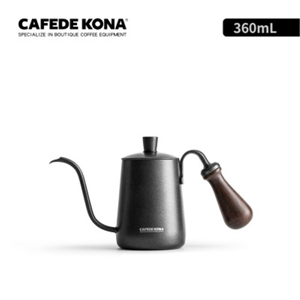 CAFEDE KONA cafetière 360ML/600ML en acier inoxydable col de cygne goutte à goutte bouilloire col de cygne bouche mince goutte à goutte café bouilloire théière: 360ML Black
