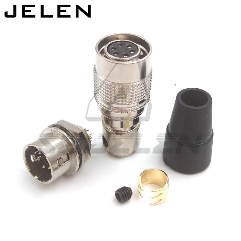 Hirose Connector Plug 6-pin plug (female) and socket (male), HR10A-7P-6s(73) and HR10A-7R-6P, 6pin hirose connector