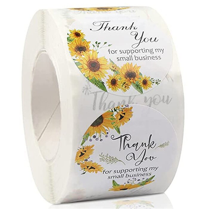 Sunflower Thank You Sticker rectangle Thank You Card for Small Business Appreciation Cardstock Decorate Child Party Sticker: Sticker 3.8cm 500pcs