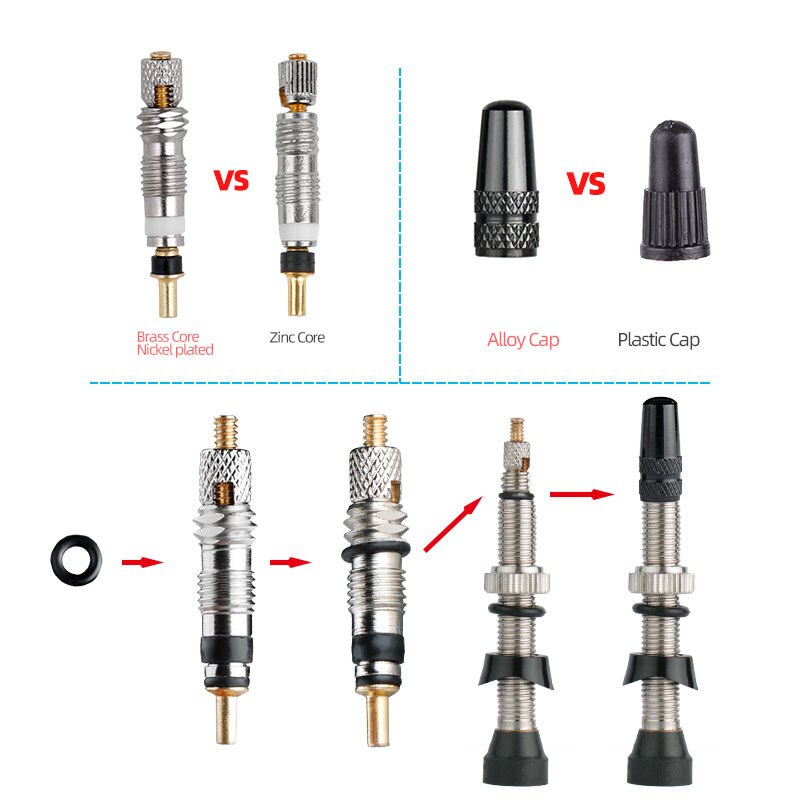 Deemount 1 Paar 40/45/60mm CNC Gefräste Presta Ventile für MTB Rennrad Tubeless Reifen Messing core