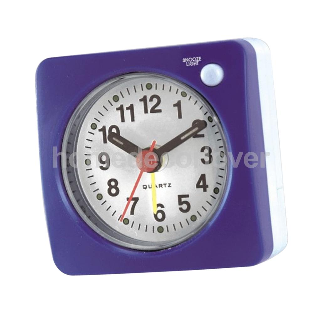 Ultra Kleine Wekker, Pieper Alarm, Stille Sweep, Met Nachtlampje En Snooze, reizen Nachtkastje Tafelblad Wekker: Blue 