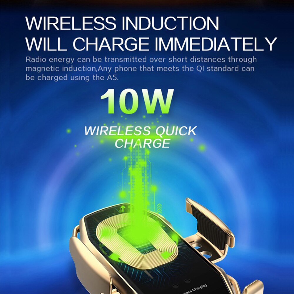 10W Wireless Car Charger Snelle Qi Draadloos Opladen Voor Iphone 11 Pro X Xs Xr 8 Voor Samsung S9 s10 Automatische Spannen Auto Houder