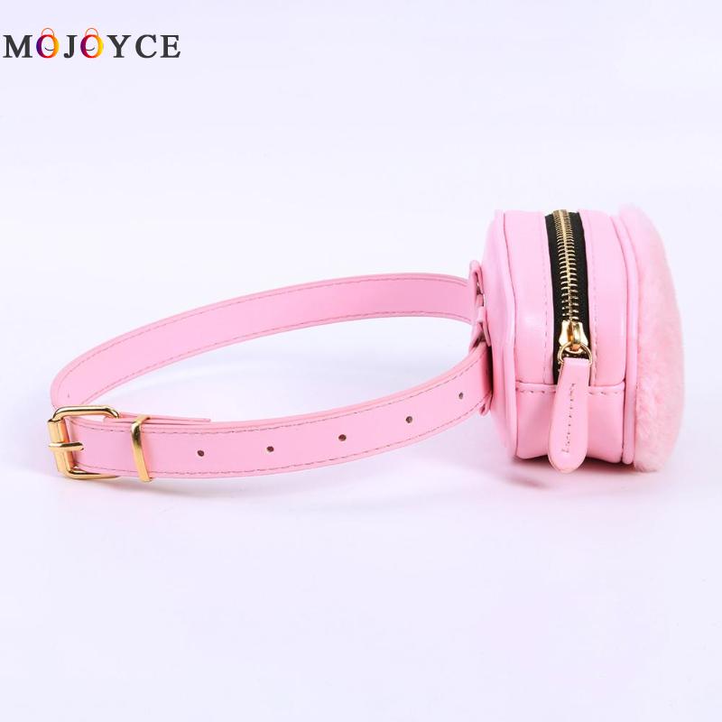 Winter Pluche Riem Bag Kids Meisje Pu Lederen Heuptasje Mode Ovale Vorm Heuptas Heuptas