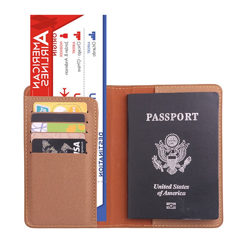 PU Lederen Paspoorthouder Reizen Accessoires Vrouwen Paspoort Cover Organizer Busines Credit Id-kaart Portemonnee: Dark khaki