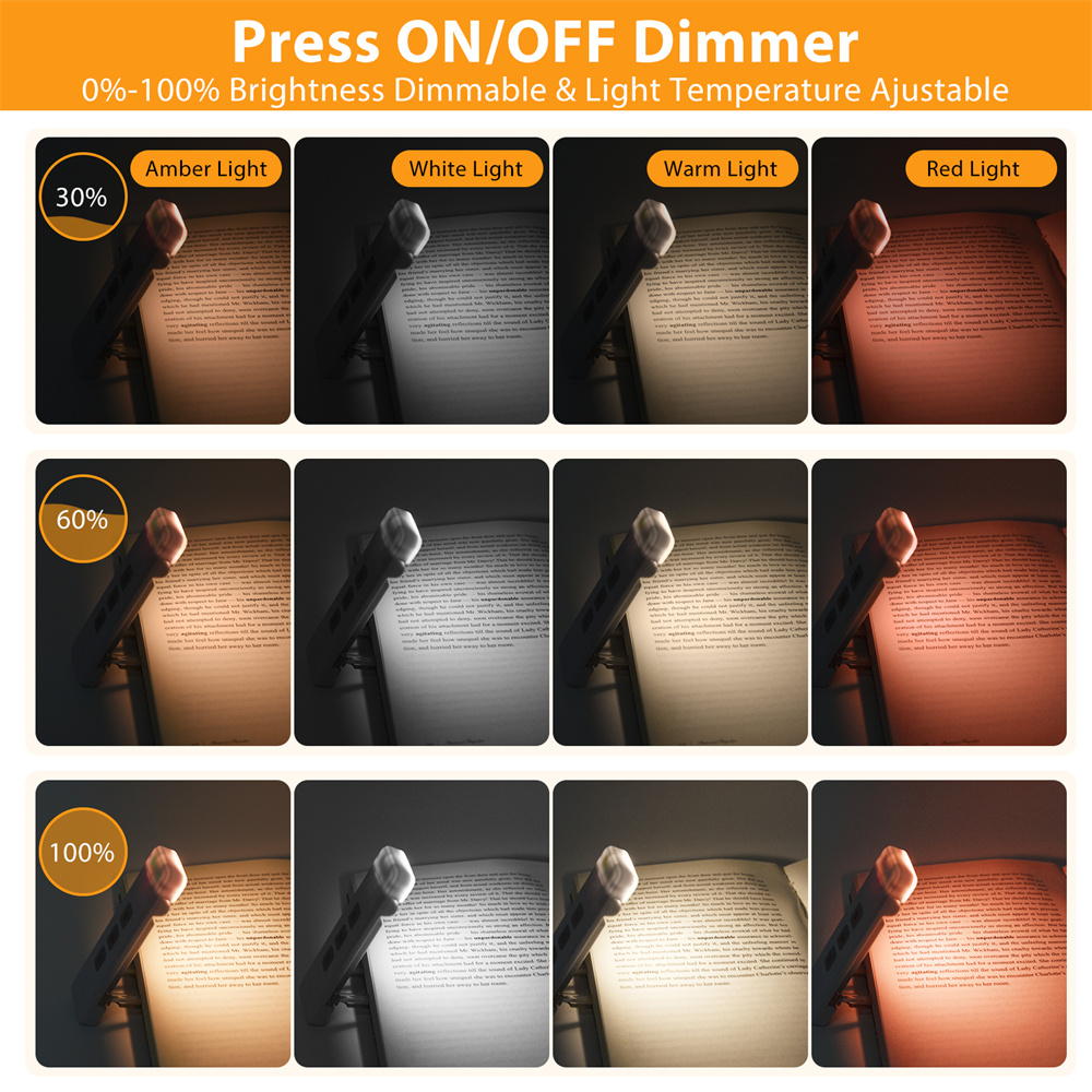 Clip-on bladwijzer boeklicht met timer USB oplaadbare leeslamp Mini Led-leeslamp Draagbare nachtkastje bureaulamp Leeslamp