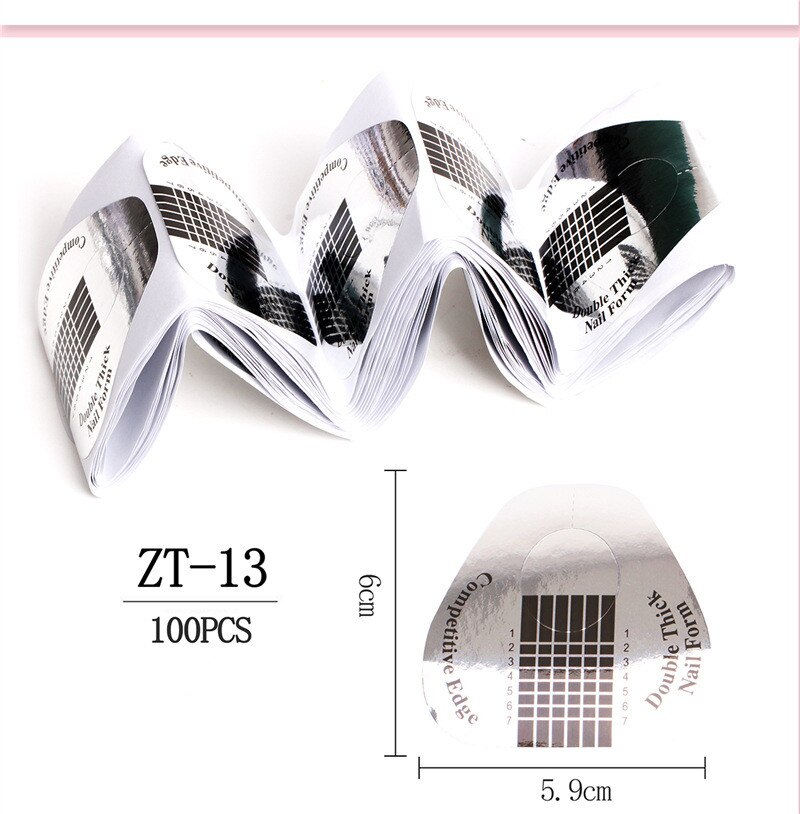 100 pièces poisson forme Nail Art français acrylique UV Gel conseils Extension Curl constructeur forme pochoir manucure outil autocollant pour polonais Guide: 13