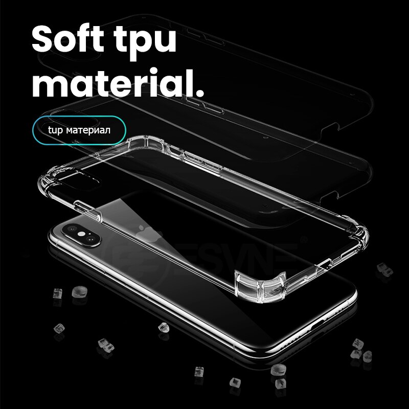 De lujo a prueba de golpes a prueba de silicona transparente funda para iPhone x XR XS 11 pro Max Coque iPhone 8 7 6S 6 Plus cubierta de protección