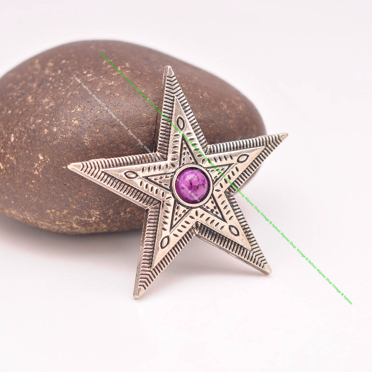 10 Stk/set Antiek Zilver Western Cowboy Bloem Ranger Ster Leathercraft Riem Zadel Accessoires Paars Bead Concho Screwback: Paars