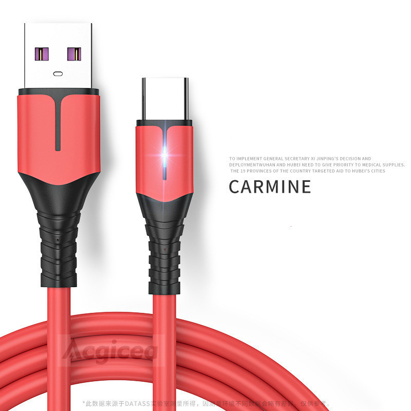 Câble USB type-c LED pour recharge rapide, cordon de chargeur usb-c pour téléphone Samsung, Xiaomi MI, Huawei, OPPO, 0.25M/1M/1.5M/2M: red type c / 1m