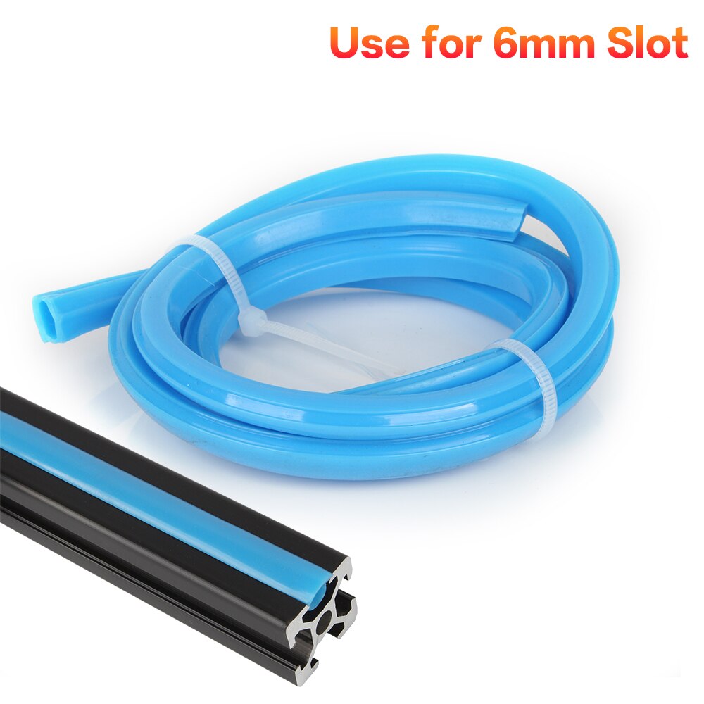 3DSWAY 3D Printer Parts Aluminum Profile 6mm Slot PVC Plastic Soft Cover CNC Flat Seal Glue Strip for Ender 3 CR10: 4 Meter / Blue