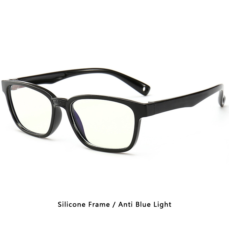 Blue Light Blocking Glasses Kids TR90 Flexible Ultralight Computer Gaming Prescription Glasses Boy Girl Child UV400: C6Black Silicone