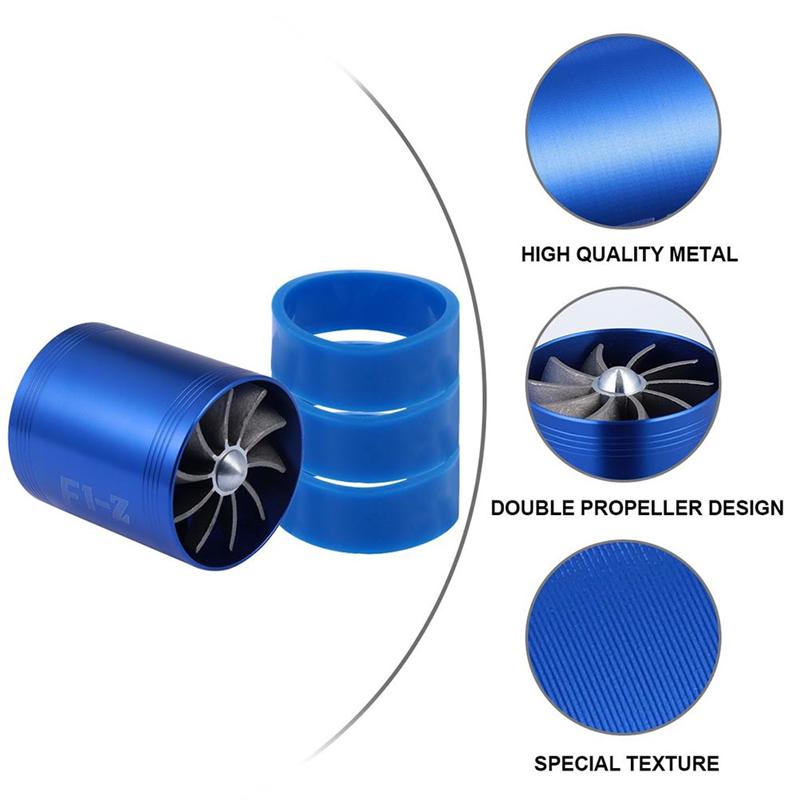 2 Stuks Dubbele Turbine Turbo 'S Lader Fan Auto Supercharger Met 6 Rubber Ring