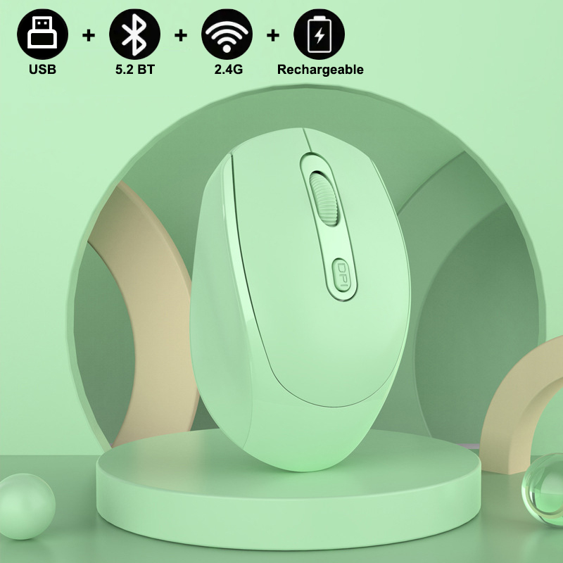 Bezprzewodowa mysz kompatybilna z Bluetooth 2.4G przenośna ergonomiczne myszy do laptopa Tablet Notebook biurowy ładowalna mysz do gier: Różowy