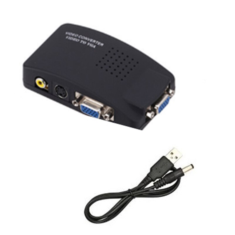 -AV to VGA Adapter RCA VGA Converter PC RCA Composite S-Video AV Input to PC VGA LCD Output Converter Switch Box: Default Title