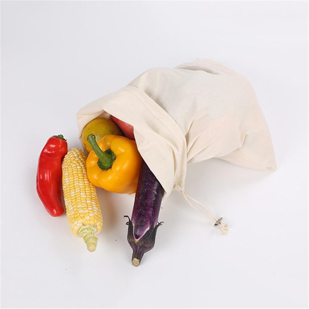 Reusable Bulk Bin Cotton Drawstring Storage Bag Metal Buckle Multi-Purpose Fruit Vegetable Rice Bread Shopping Bags Home Storage