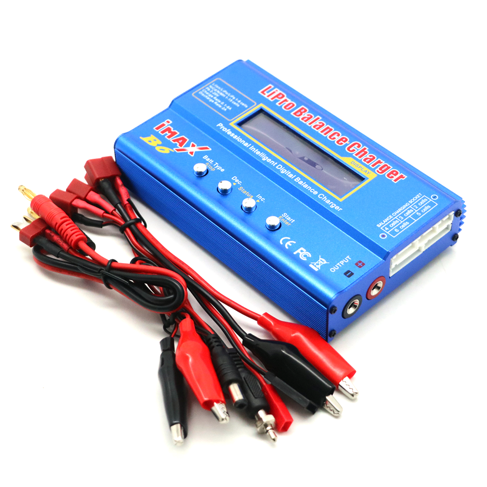 Chargeur Lipo IMAX B6 80W, prise T/Tamiya/XT60 pour batterie NiMh Li-ion ni-cd Lipo, déchargeur d'équilibre + adaptateur 12V 5A pour chargeur Rc: Rouge / prise ue