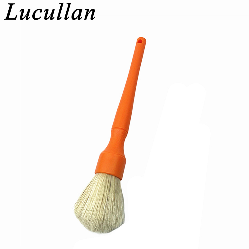 Lucullan Cepillos de limpieza premium de pelo de jabalí natural súper densos para espacios pequeños, bahías de motor y detalles exteriores: Negro