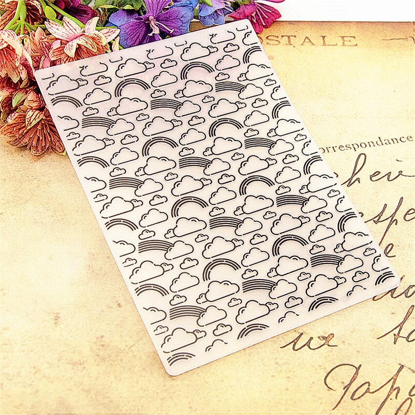 12.6x17.8cm Rainbow cloud folders Plastic bump Scrapbooking DIY Template Fondant indentation Cake Photo Album Card Make