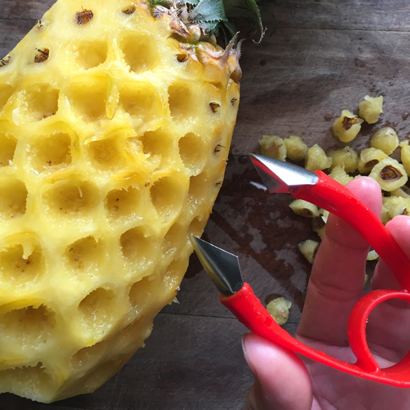V-vormige Rvs Ananas Dunschiller Ananas Clip Go Oog Clip Fruit Groente Mes Gadget Keuken Accessoires