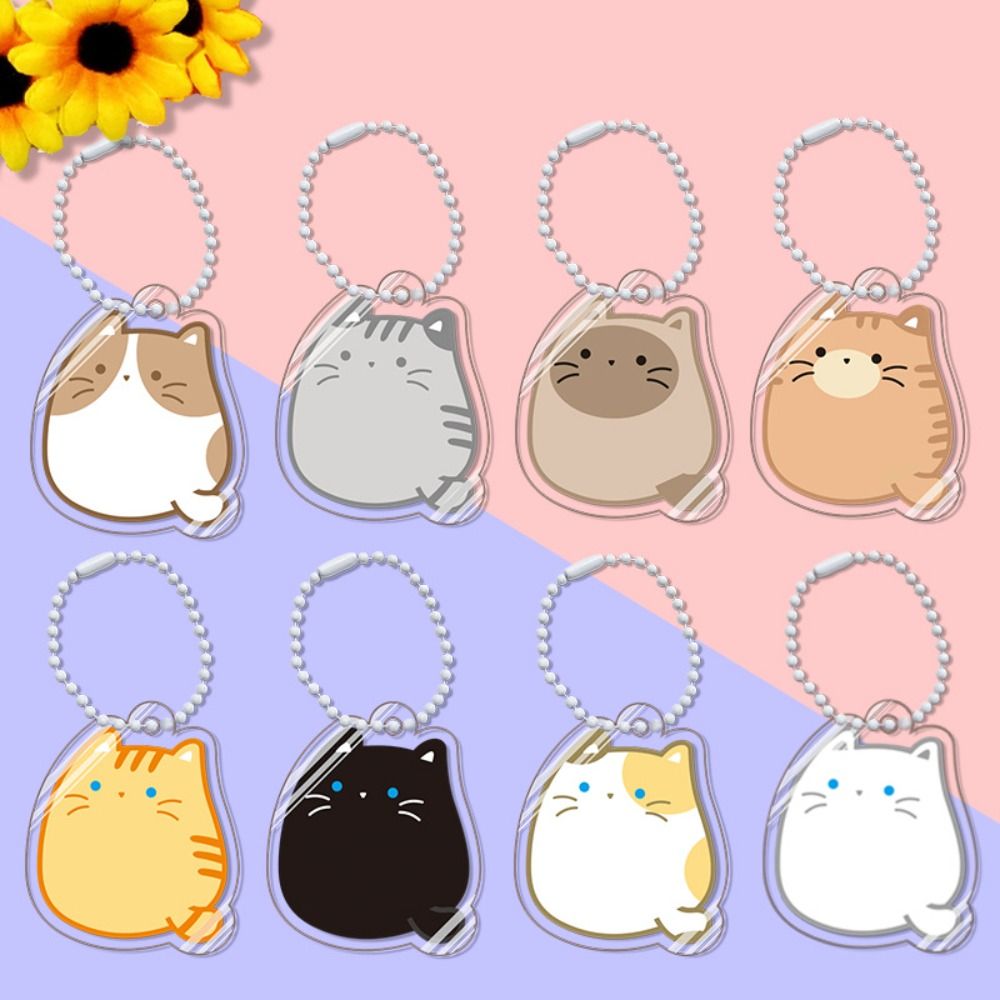 Kawaii Orange Cat Siamese Cat Keychain Calico Cat Ginger Cat Kitty Pendant Cute Acrylic Cat Keyring Couple