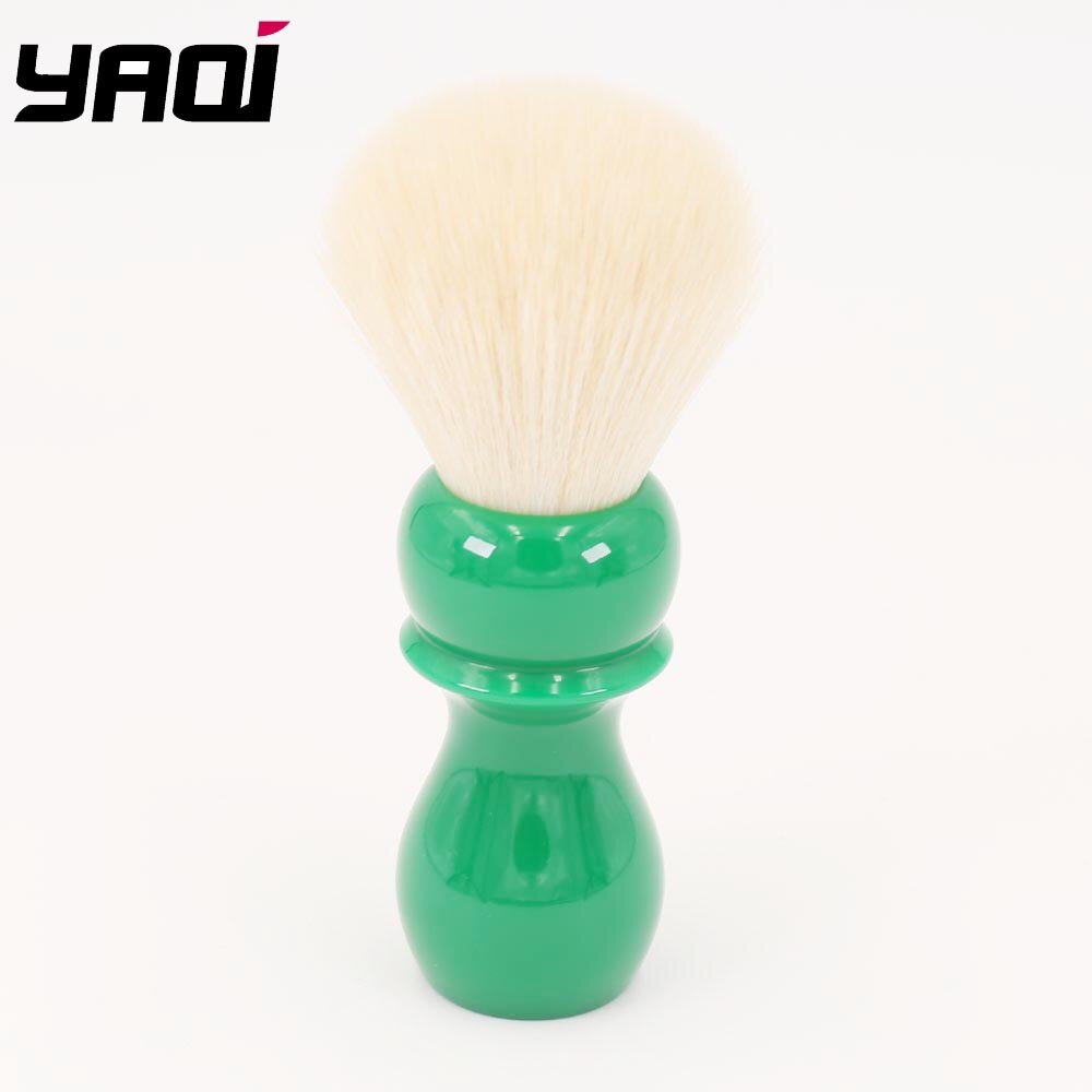 Yaqi-brocha de afeitar con nudo de Cachemira húmeda, mango de resina verde diente de león de 24mm