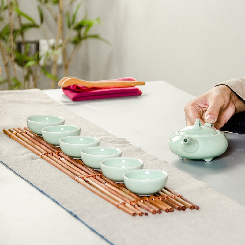 China miniature tea sets cup celadon Tea set Small Tea cup Exquisite Tea Set 1 teapot 6 cups Chinese Creamic Crafts B012