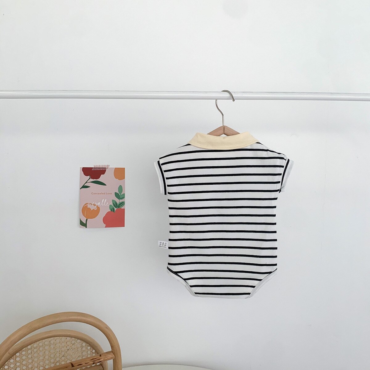 Baby-strampler für jungen, sommer-poloshirt, gestreifter kurzarm-Overall aus atmungsaktiver baumwolle, lächelnde neugeborenenkleidung, babykleidung