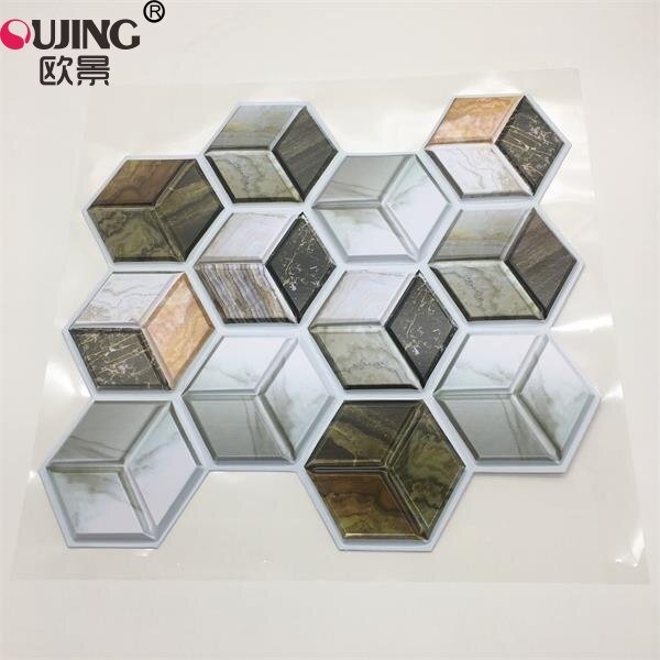 Carreaux muraux autocollants muraux 3D hexagonaux, 30x30cm x 1 pièce, Stickers muraux en PVC, pour cuisine, salle de bains, ligne artistique, décoration pour la maison: Design   6