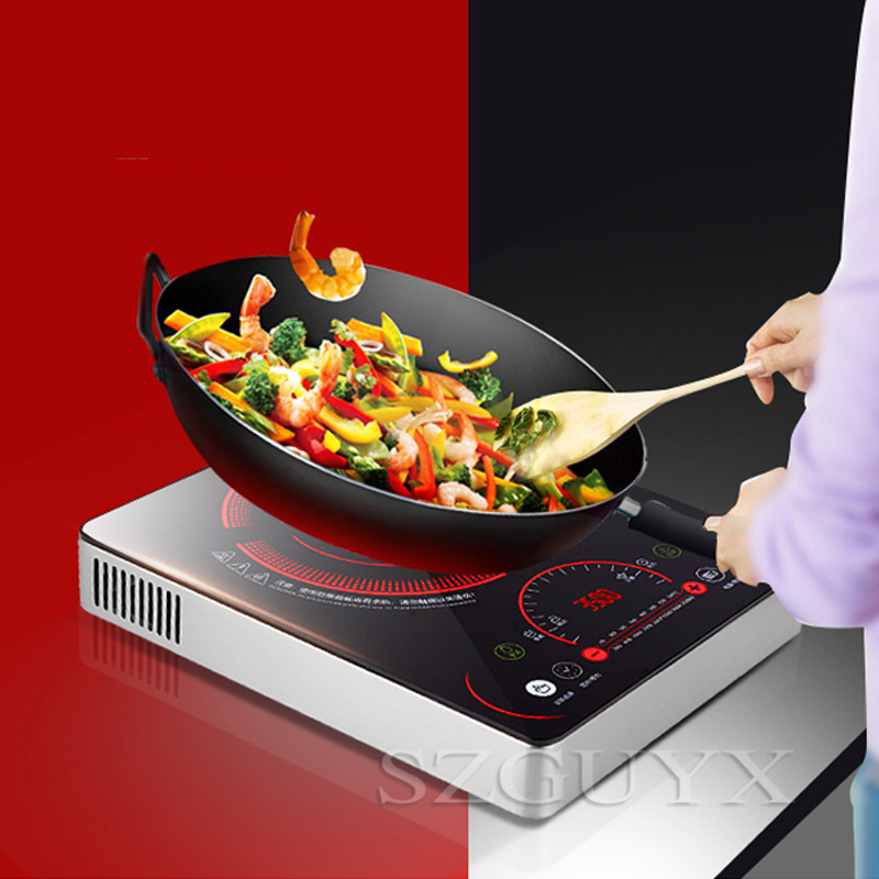 220V Commercial Induction cooker fire boiler Waterproof Black Crystal Plate Stove High-power Cooktop Burner